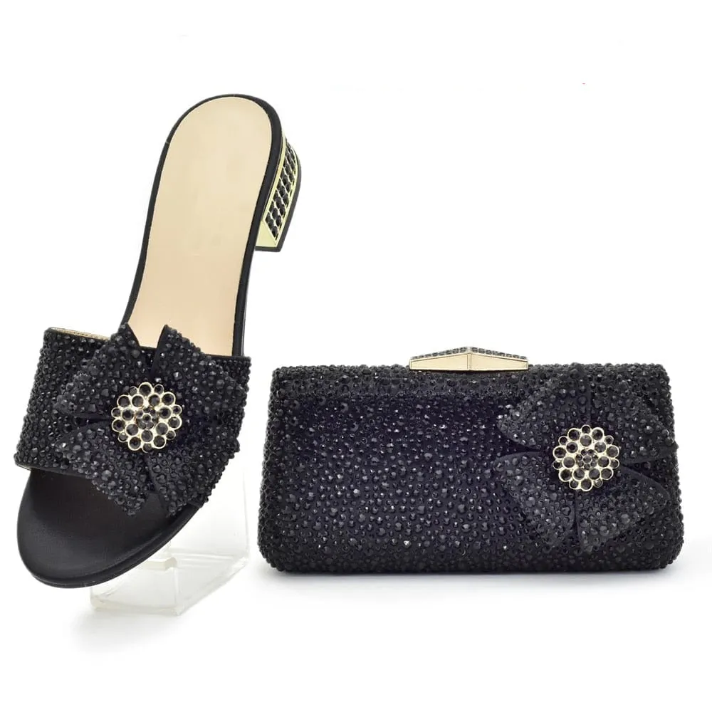 Nigerian Flower Shoes and Bags Set