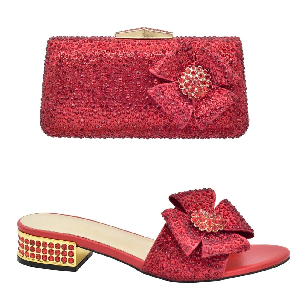 Nigerian Flower Shoes and Bags Set