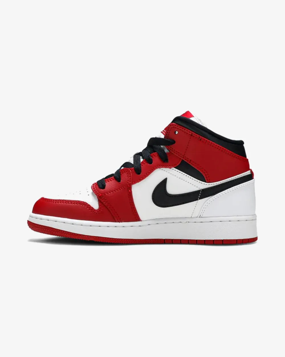 NIKE AIR JORDAN1 MID CHICAGO WHITE HEEL GS