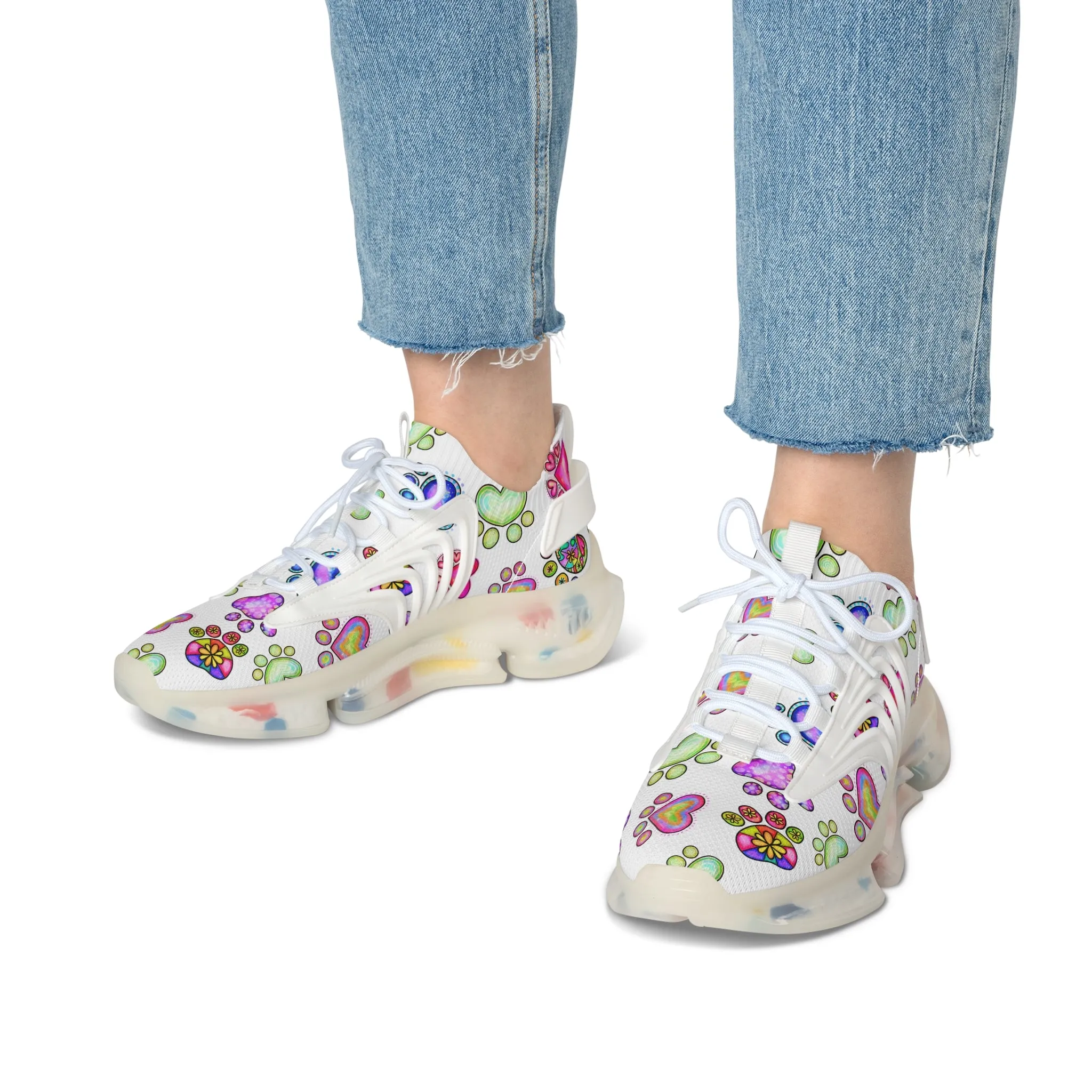 Paw Print Women's Mesh Sneakers