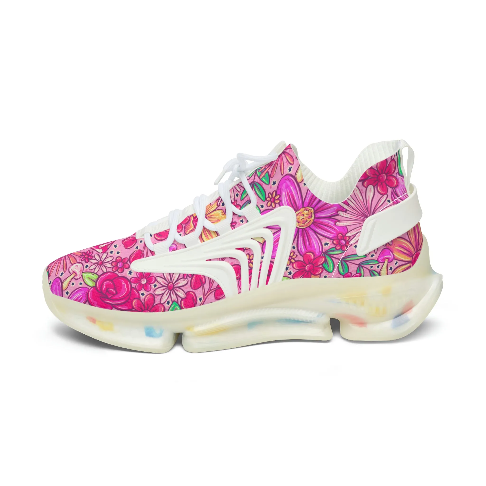 Pink floral Women's Mesh Sneakers