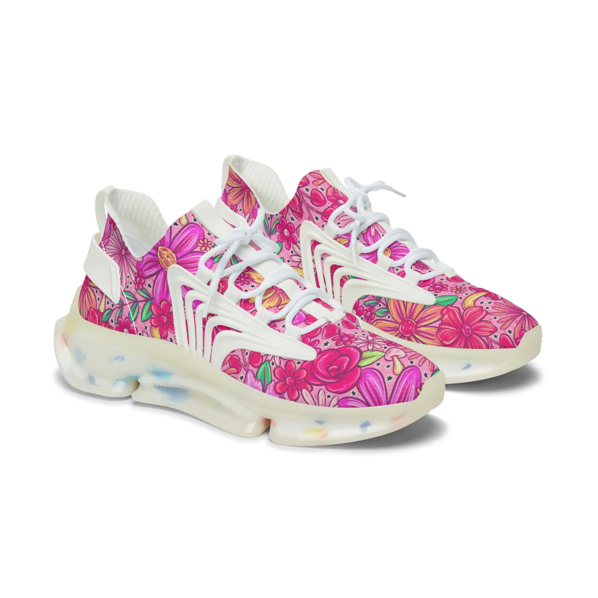 Pink floral Women's Mesh Sneakers