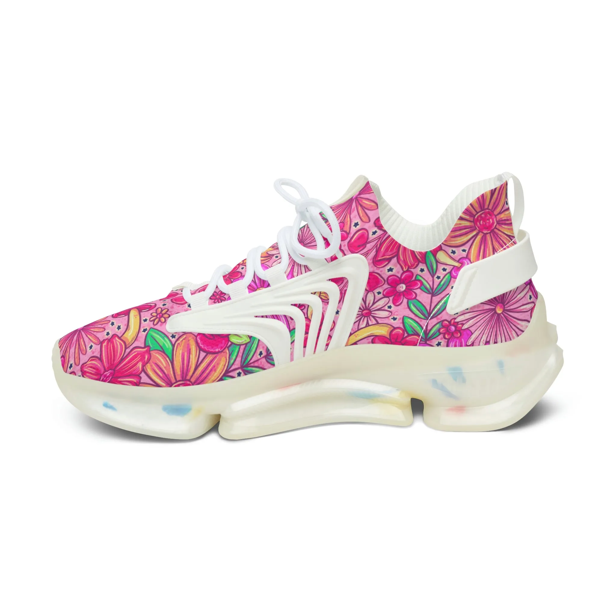 Pink floral Women's Mesh Sneakers