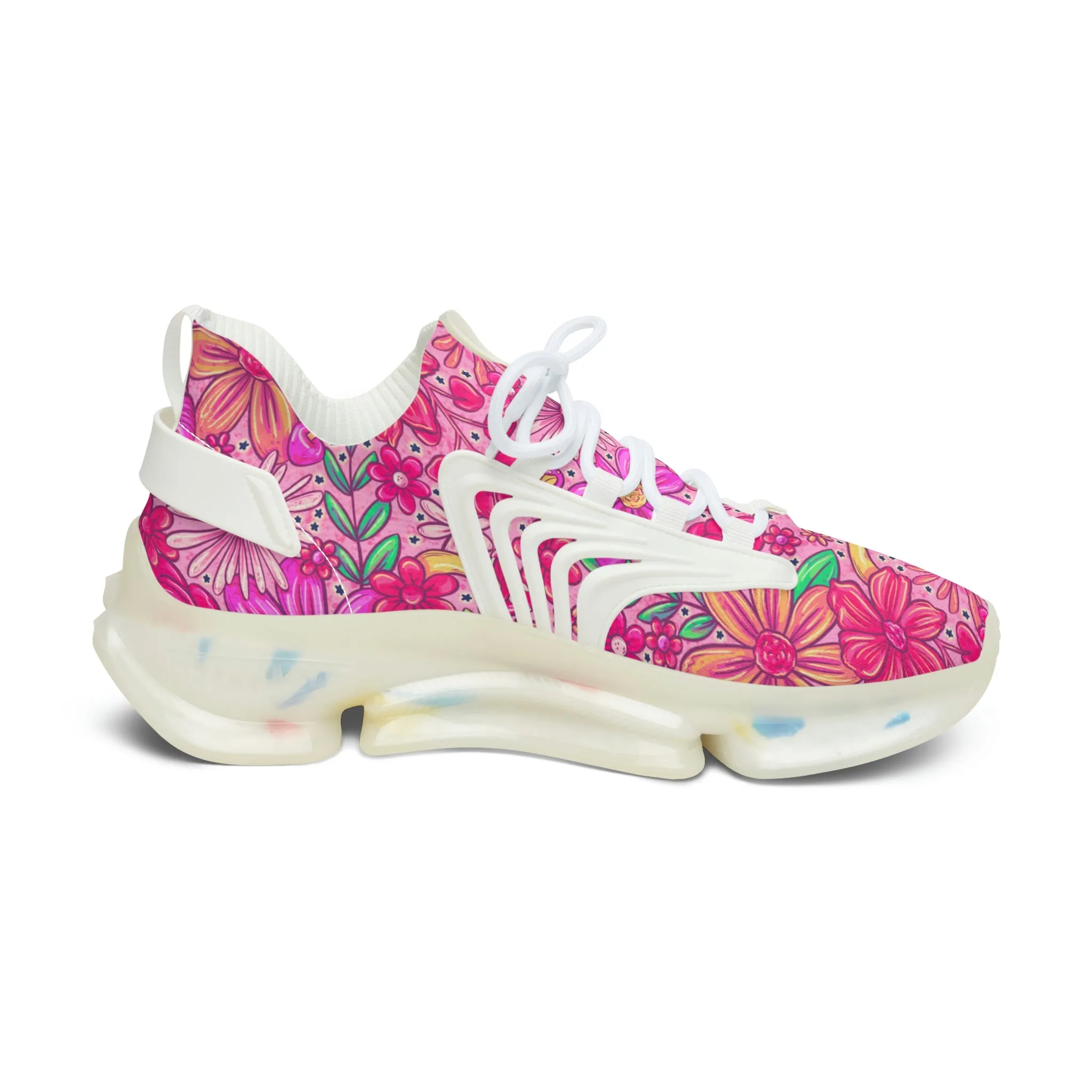 Pink floral Women's Mesh Sneakers