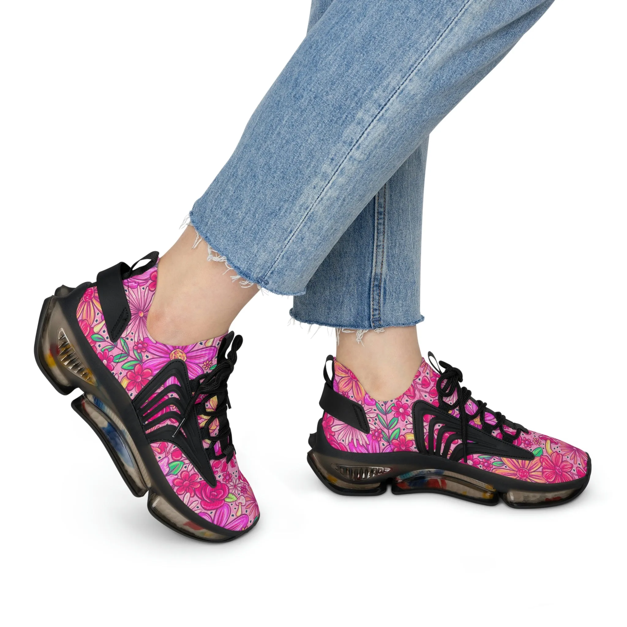 Pink floral Women's Mesh Sneakers