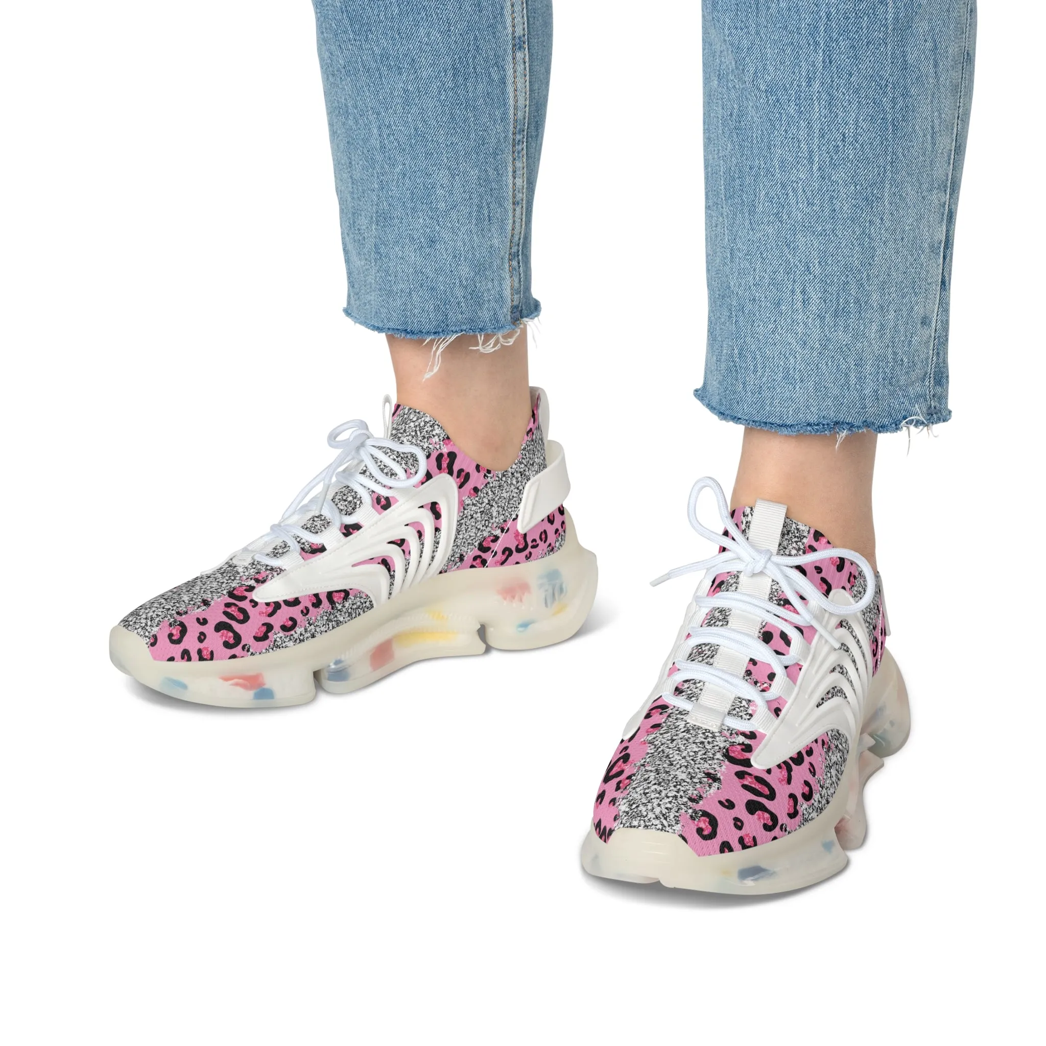 Pink Leopard Women's Mesh Sneakers