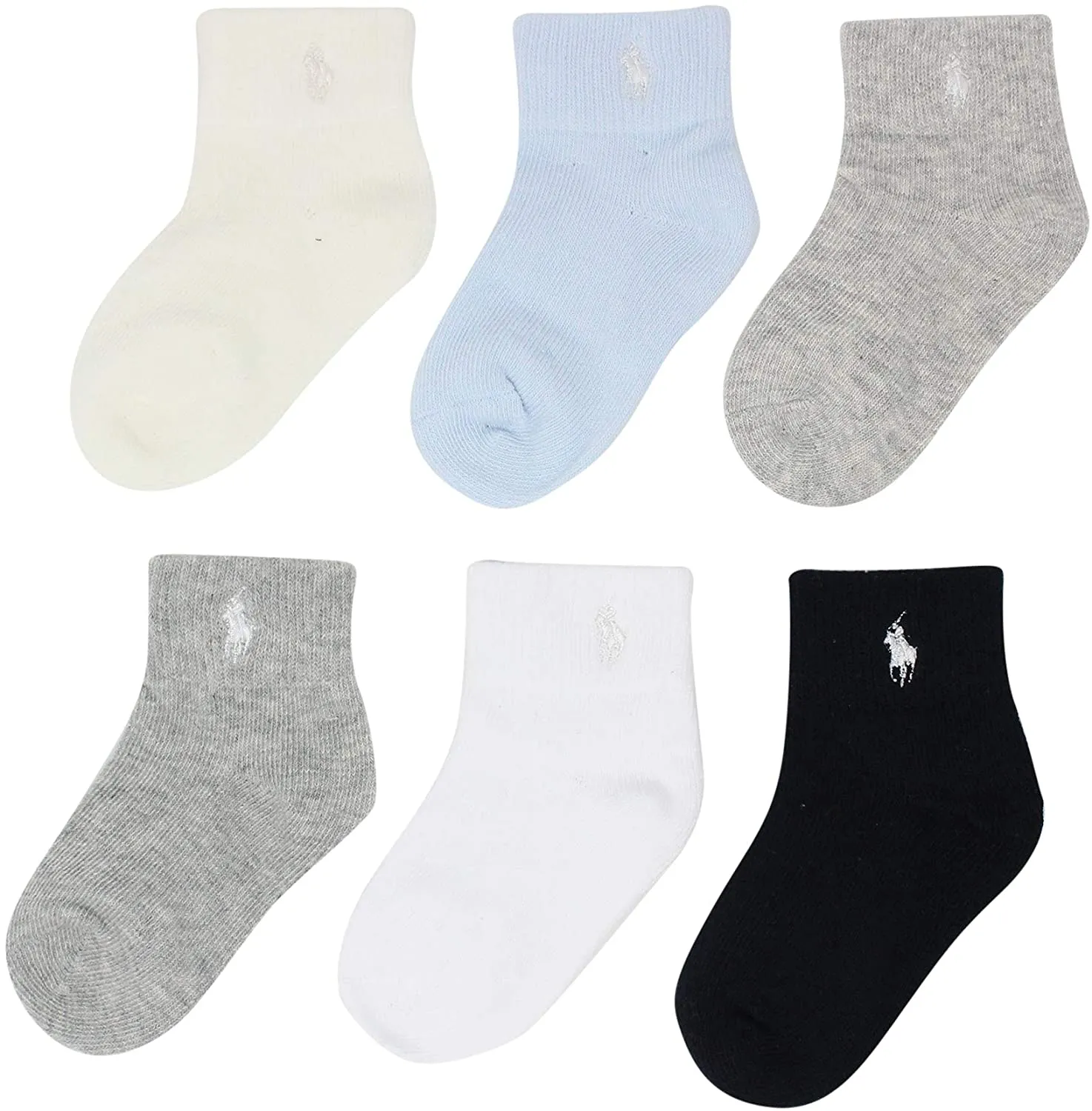 Polo Ralph Lauren Infant Boys 6-Pack Organic Essentials Quarter Socks