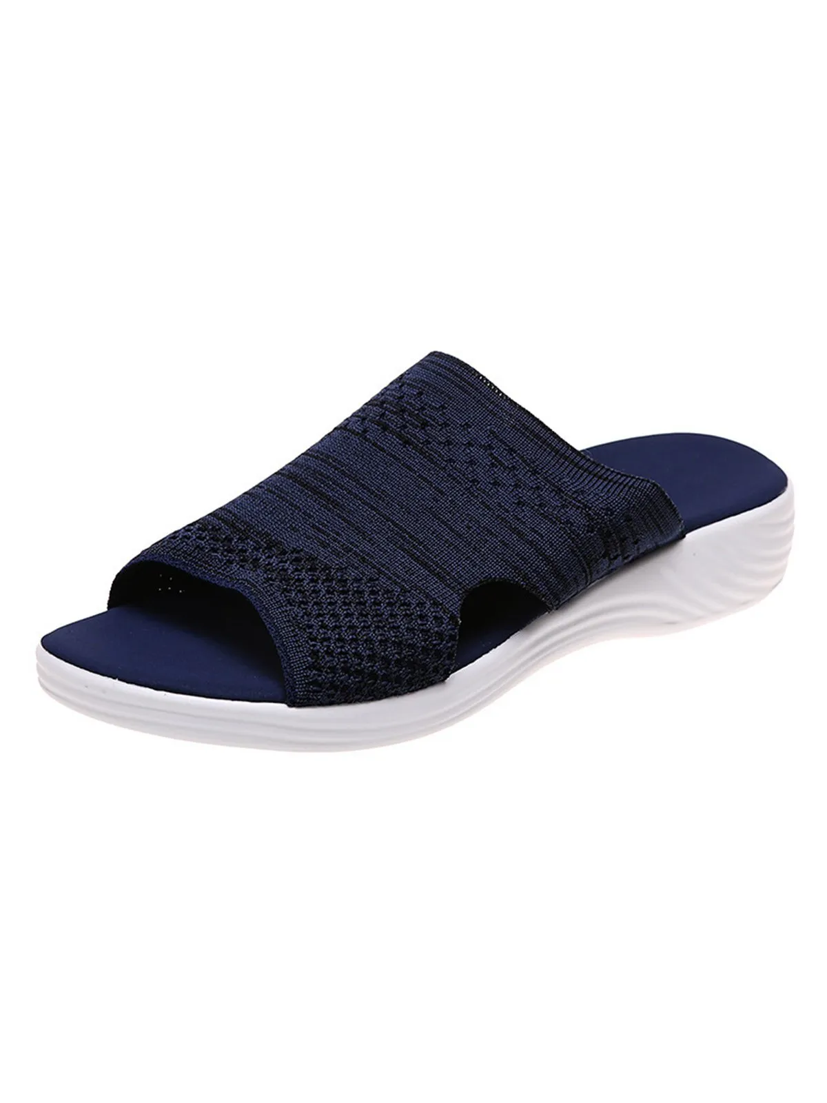 Purpdrank - Plain Comfort Flyknit Wedge Sports Slippers