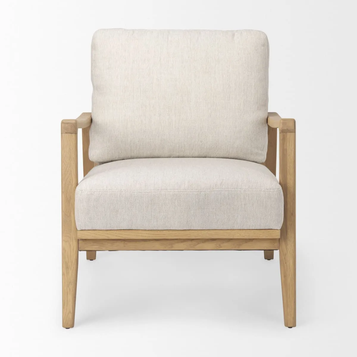 Raeleigh Accent Chair Cream Fabric | Light Brown Wood