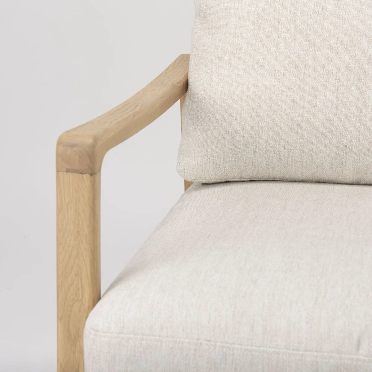 Raeleigh Accent Chair Cream Fabric | Light Brown Wood