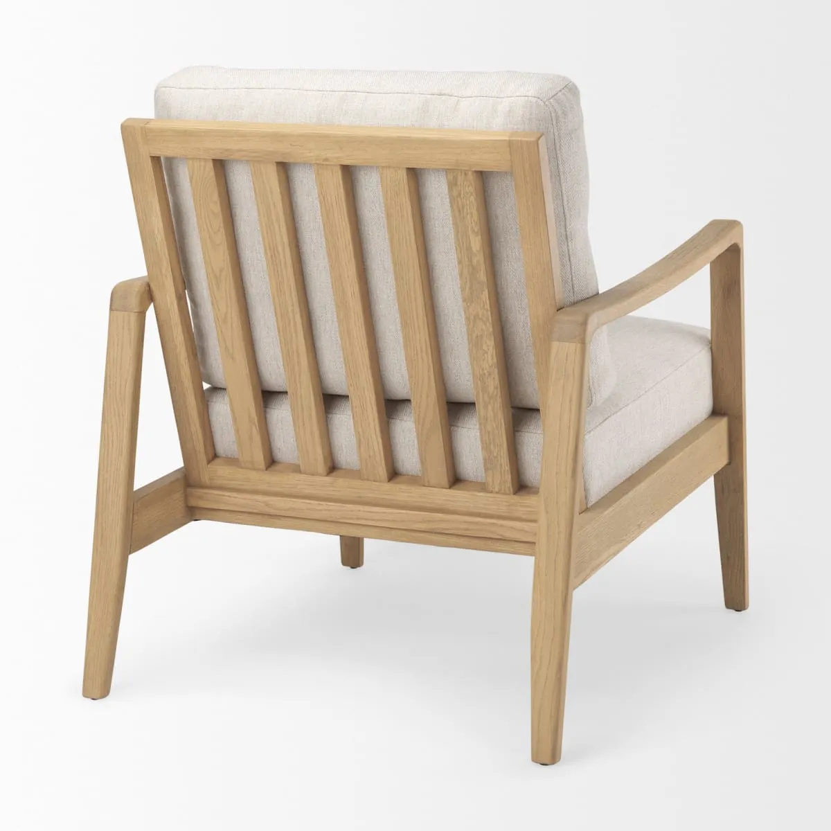 Raeleigh Accent Chair Cream Fabric | Light Brown Wood