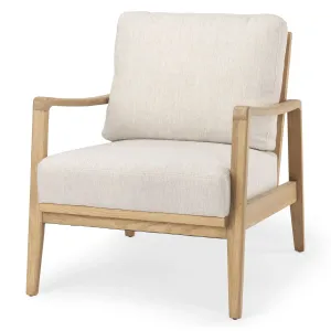 Raeleigh Accent Chair Cream Fabric | Light Brown Wood