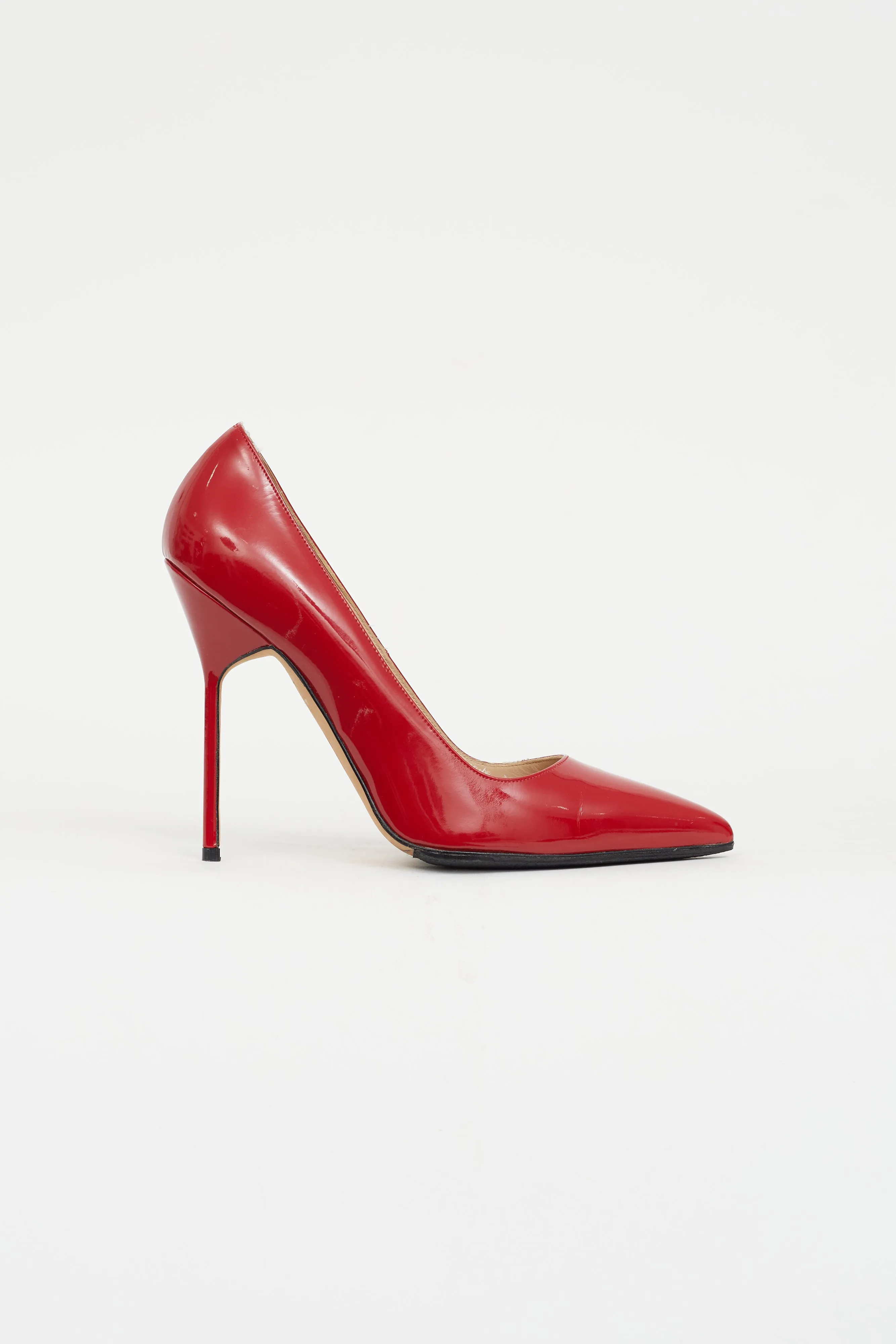 Red Patent Pointed Toe Pump