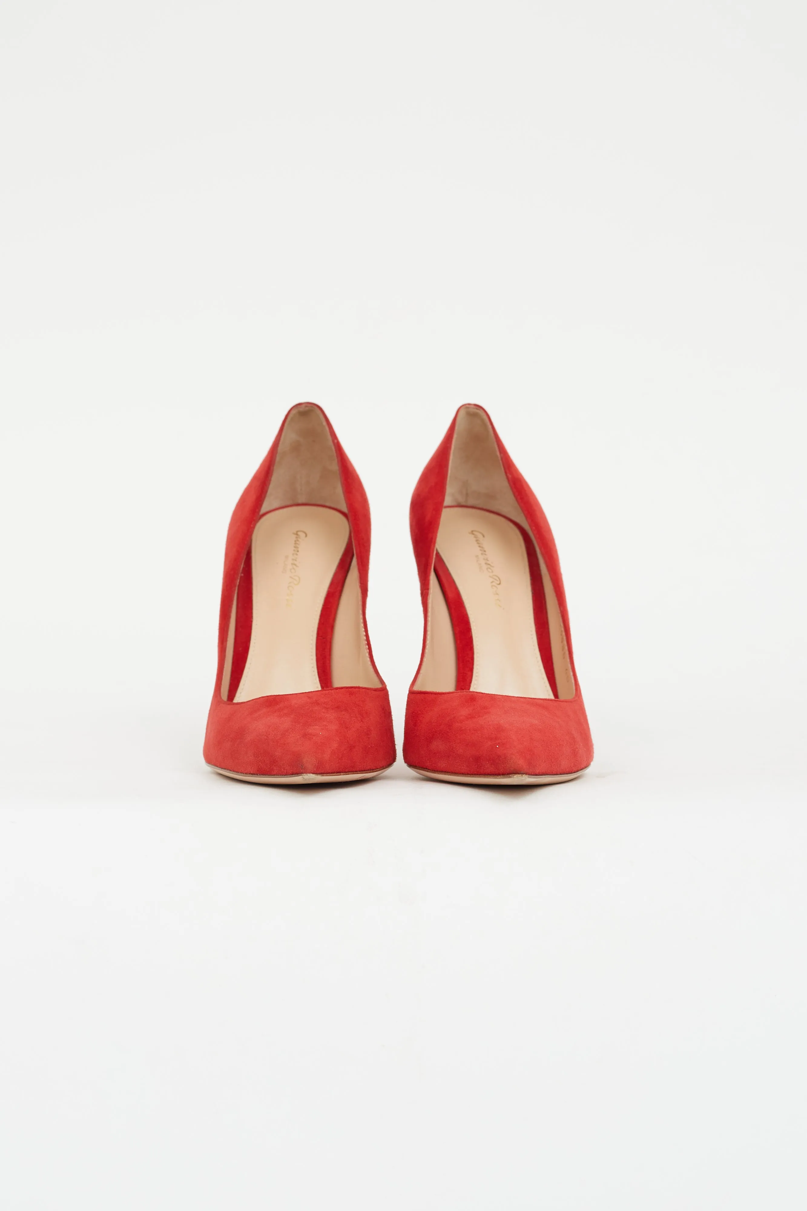 Red Suede Pointed Toe Pump