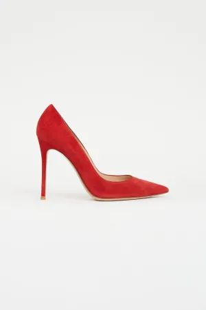 Red Suede Pointed Toe Pump