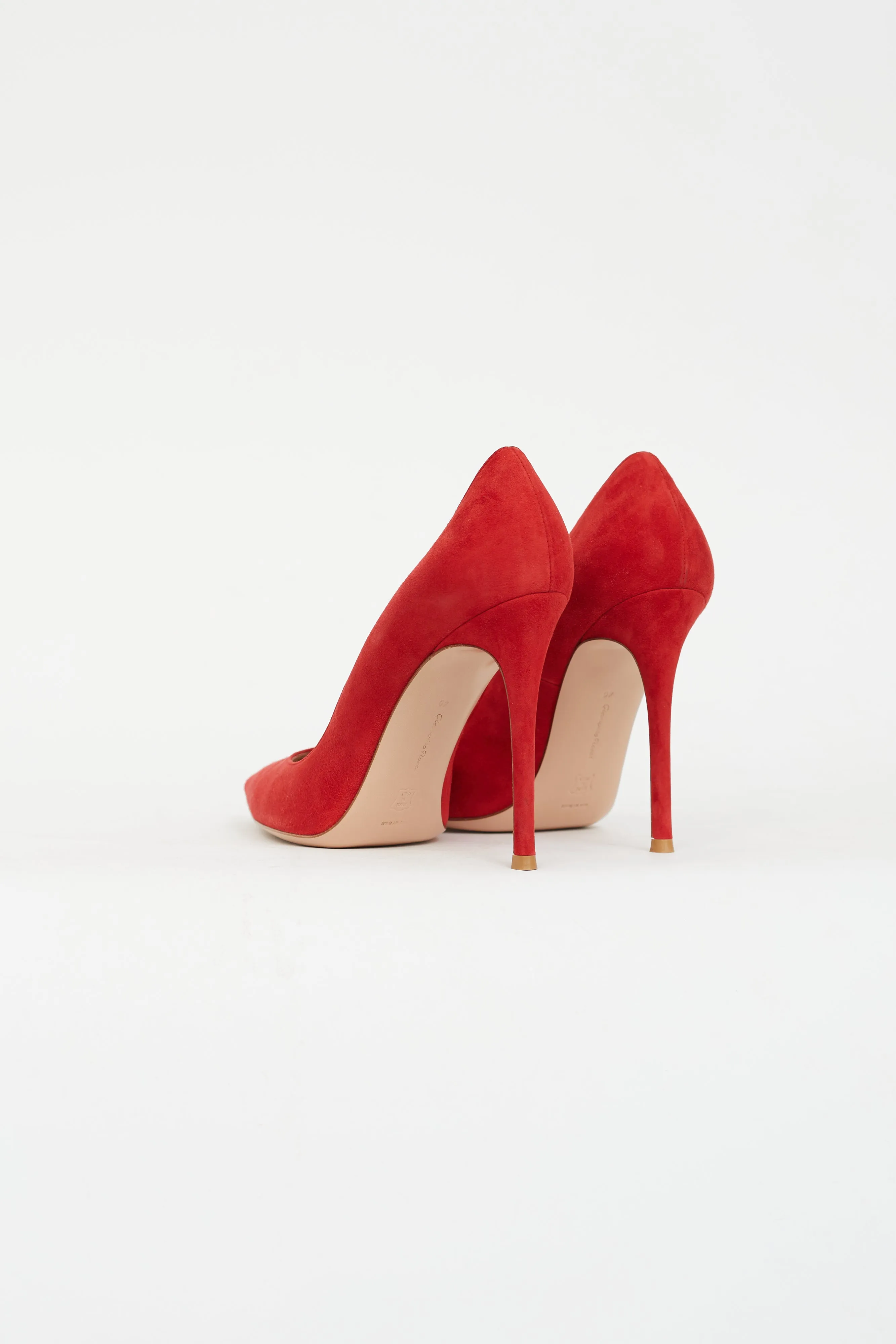 Red Suede Pointed Toe Pump