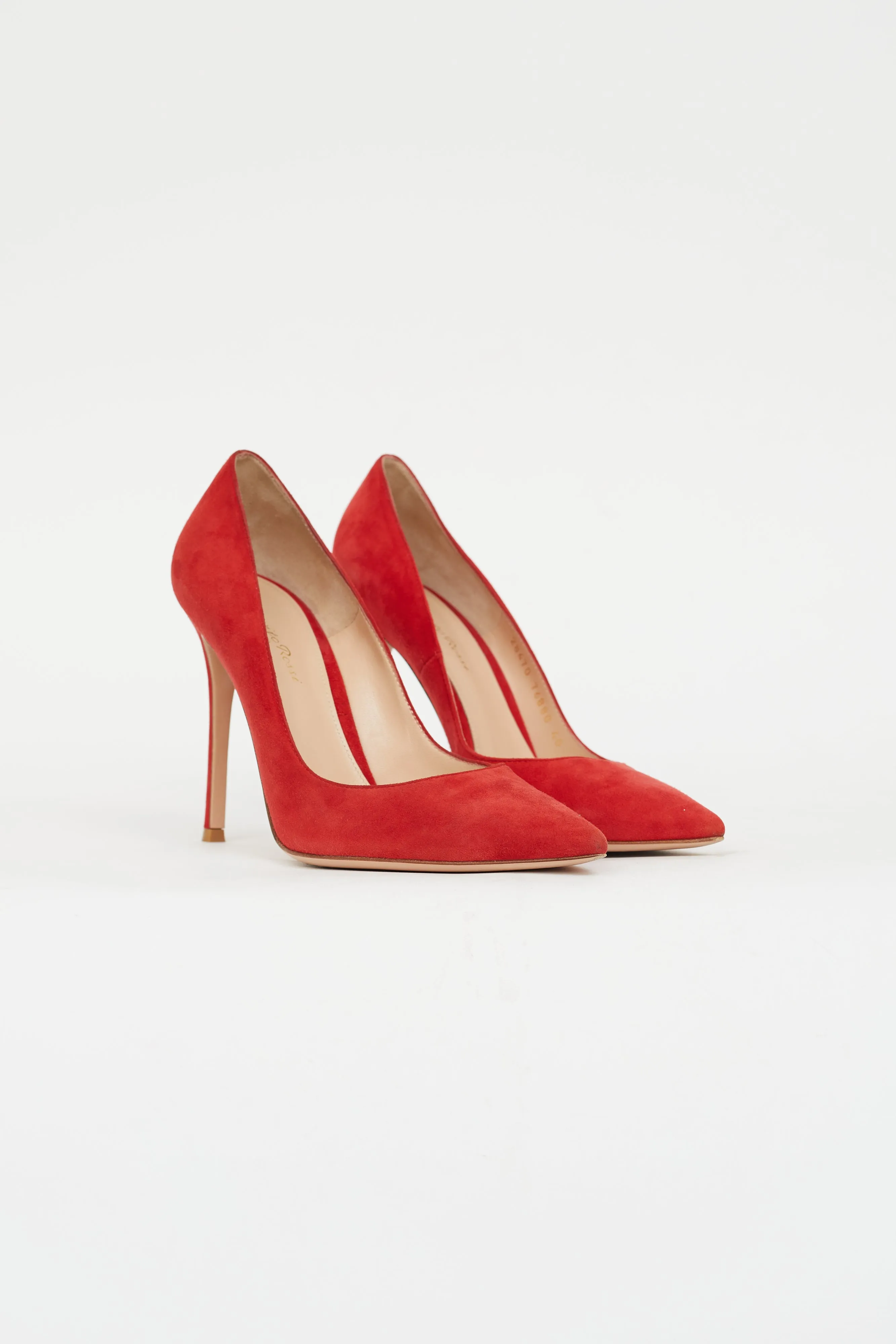 Red Suede Pointed Toe Pump