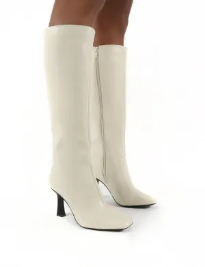 Repeat Bone Pu Heeled Knee High Boots