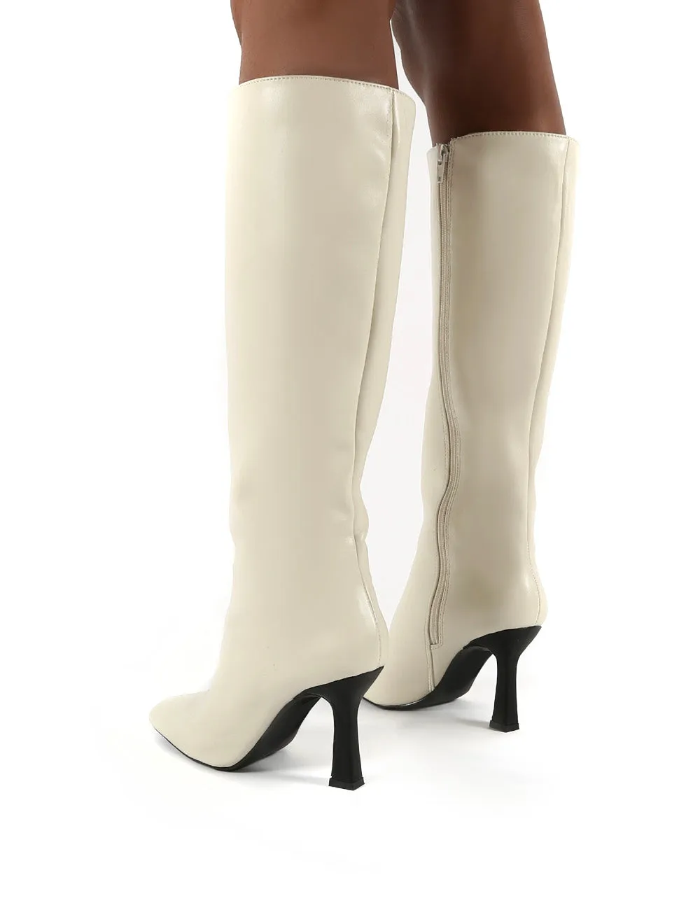 Repeat Bone Pu Heeled Knee High Boots