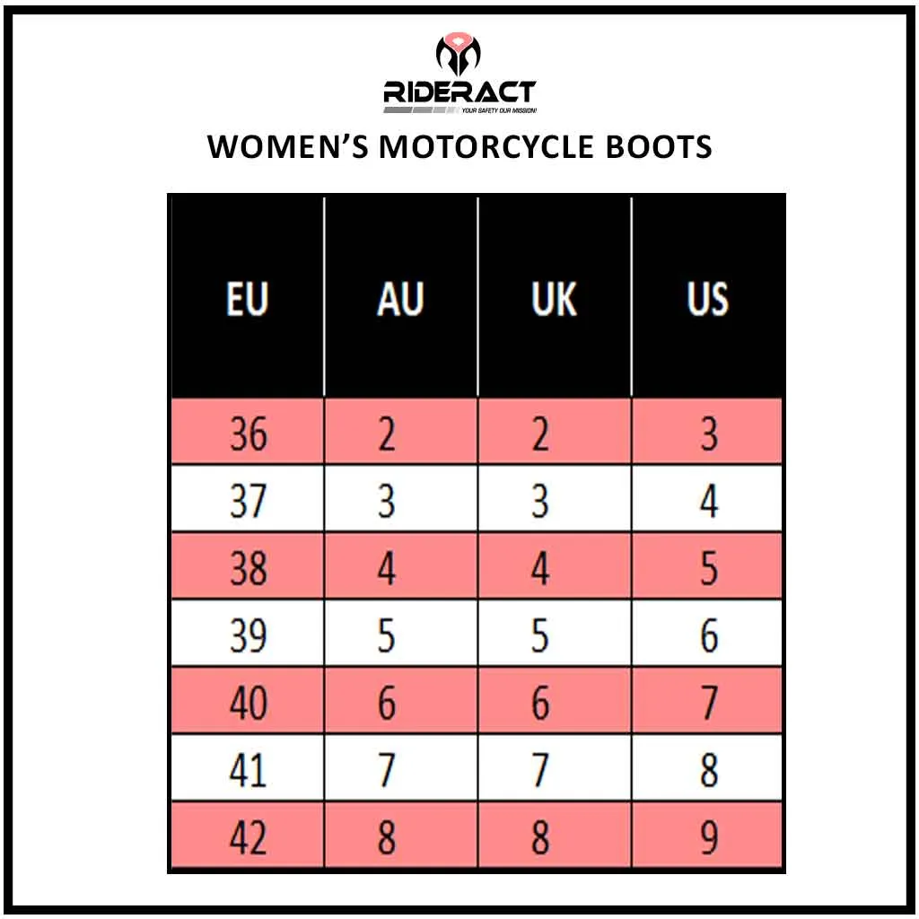 RIDERACT® Women Motorbike Boots Black Fashion Riding Lady Shoes Rock