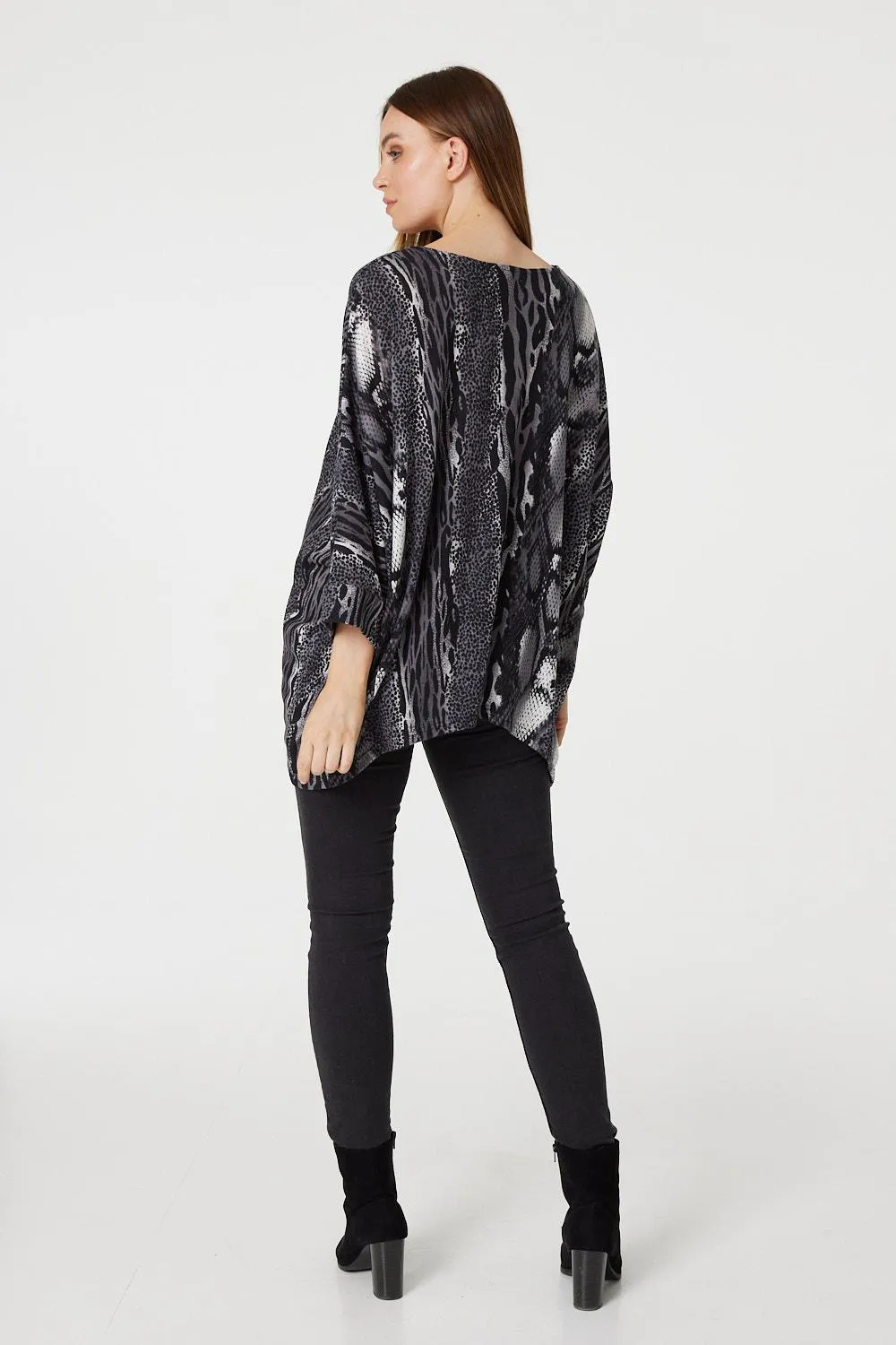 Snake Print Oversized Top