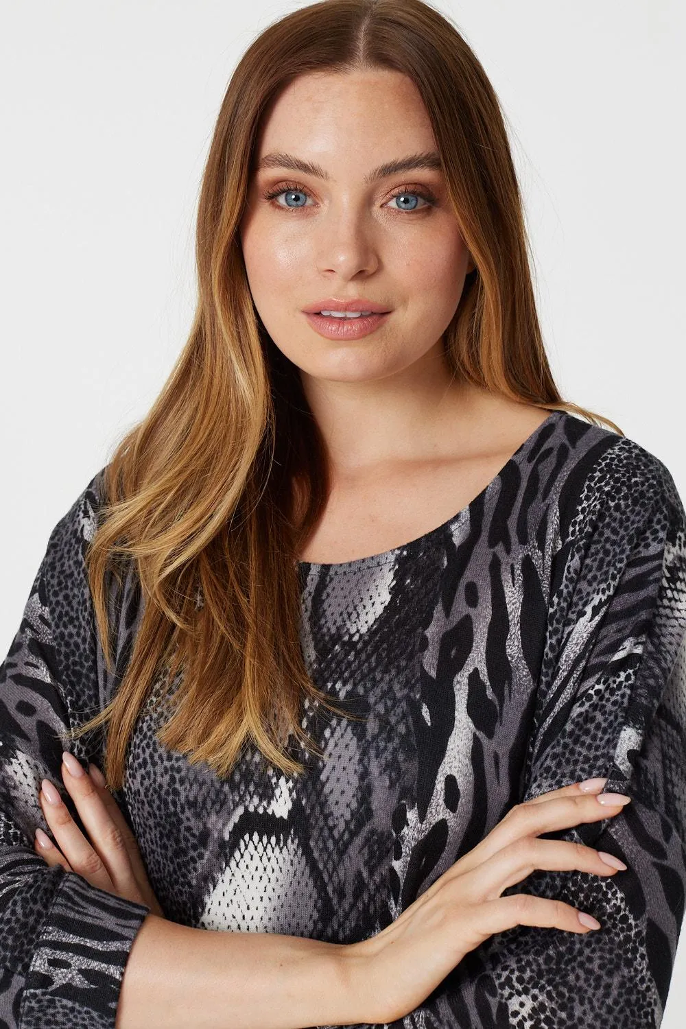 Snake Print Oversized Top