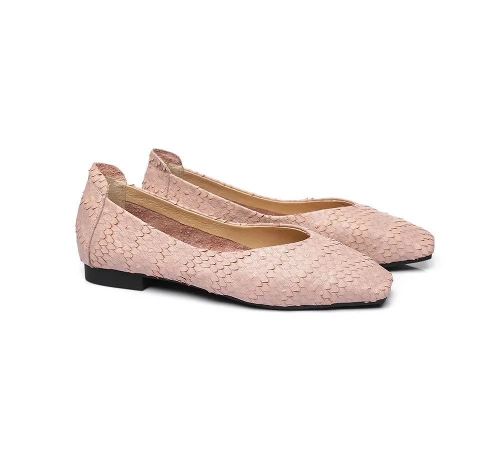 Square Toe Leather Ballet Flat Women Serena