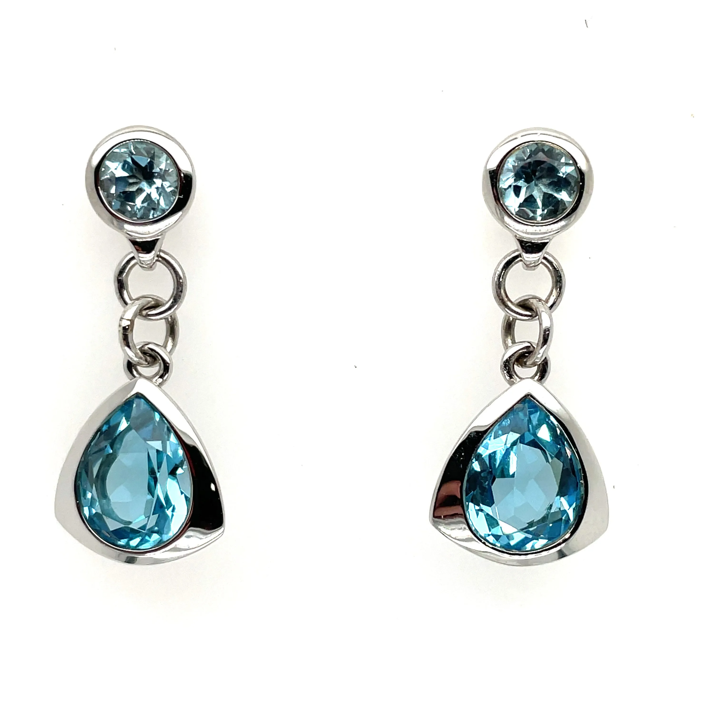 Sterling Silver Blue Topaz Dangle Earrings