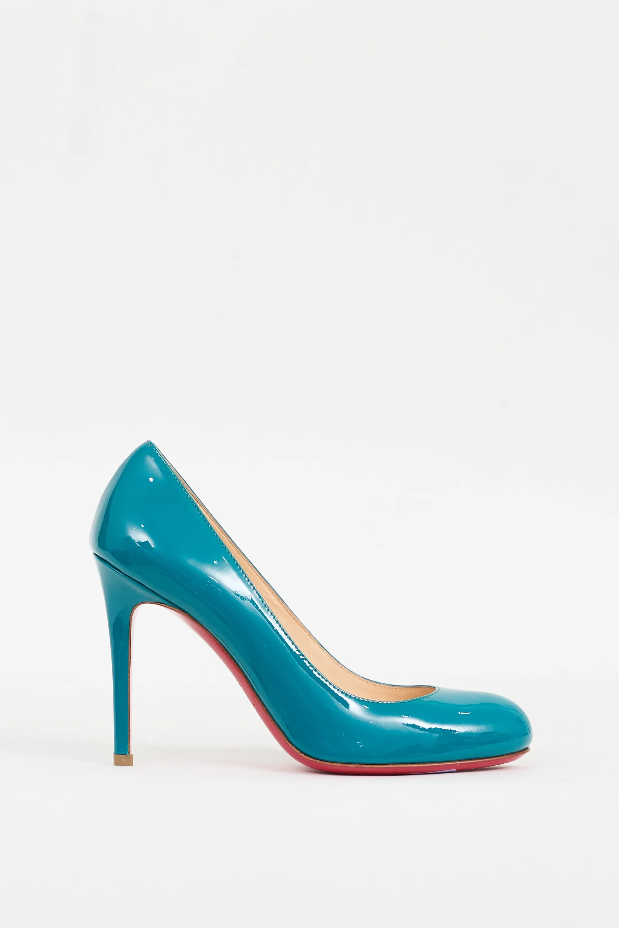 Teal Patent Leather Simple Pump