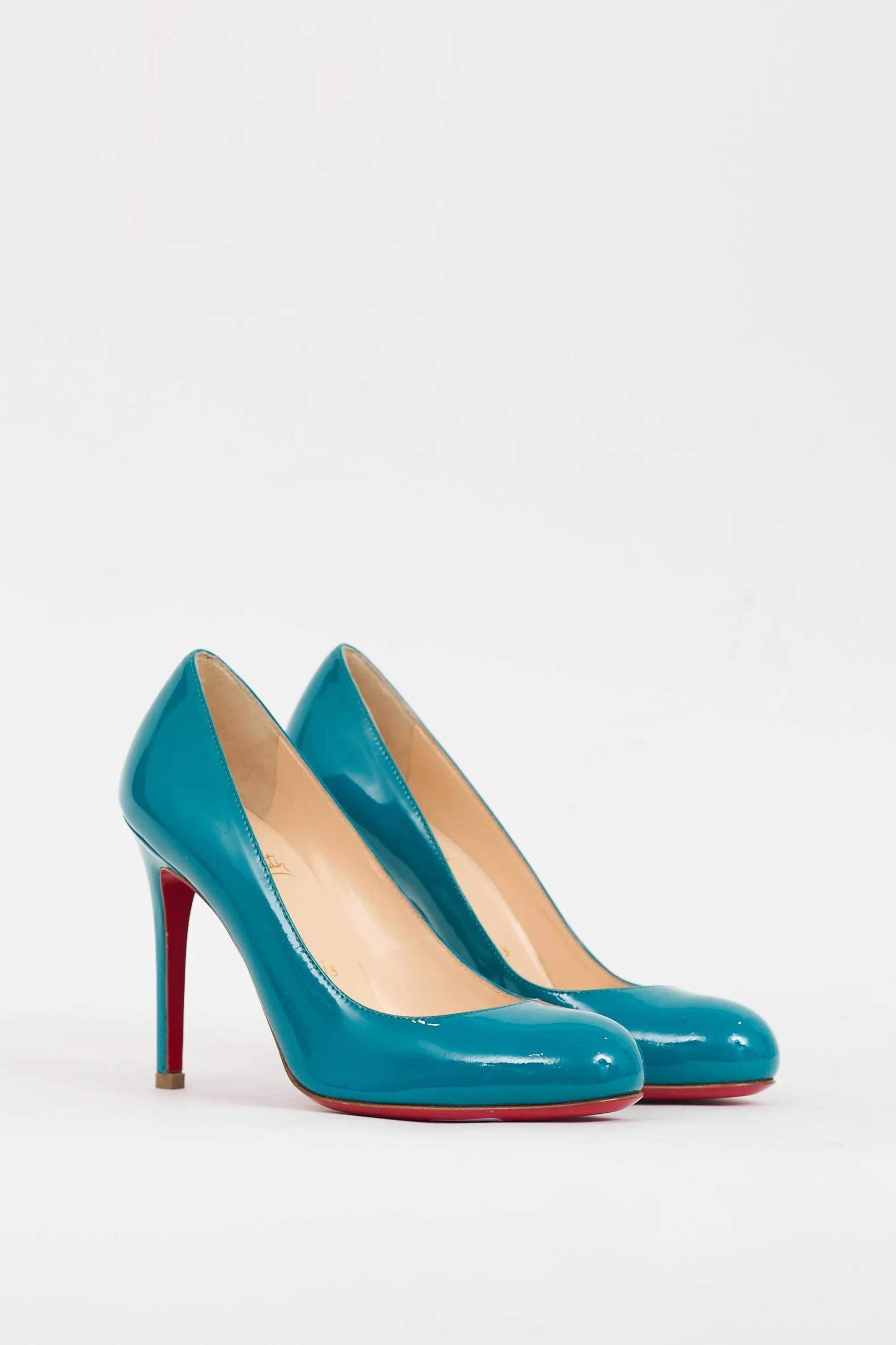 Teal Patent Leather Simple Pump