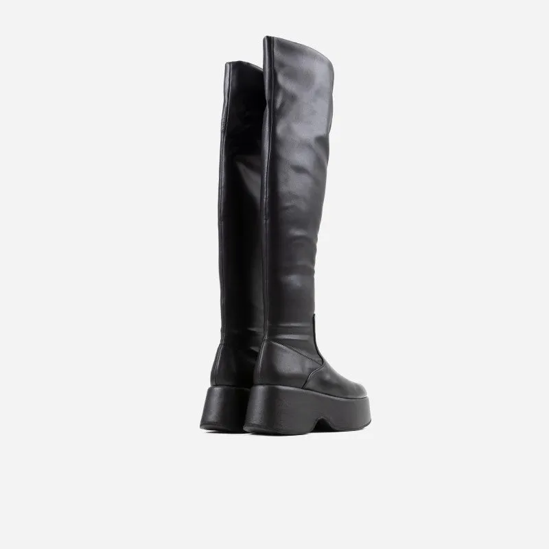 Tizzy Black Stretch High Boots