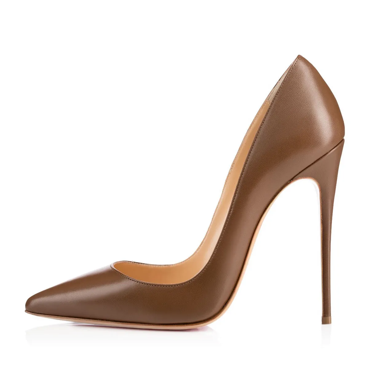 Toleet Brown Office Shoes Pointy Toe Stiletto Heel Pumps for Women