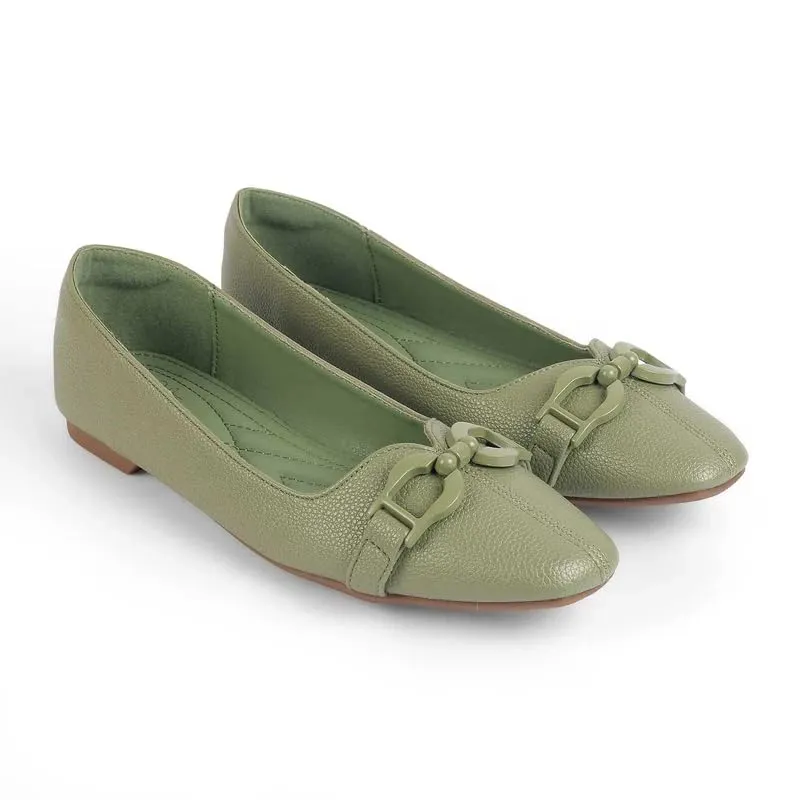 tresmode FARE Women's Ballerina Shoes Footwear Green, 6 UK / 39 EU - Ladies Ballet Flats Stylish Formal Casual Comfortable Wear