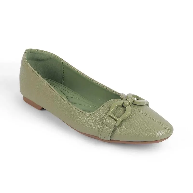 tresmode FARE Women's Ballerina Shoes Footwear Green, 6 UK / 39 EU - Ladies Ballet Flats Stylish Formal Casual Comfortable Wear