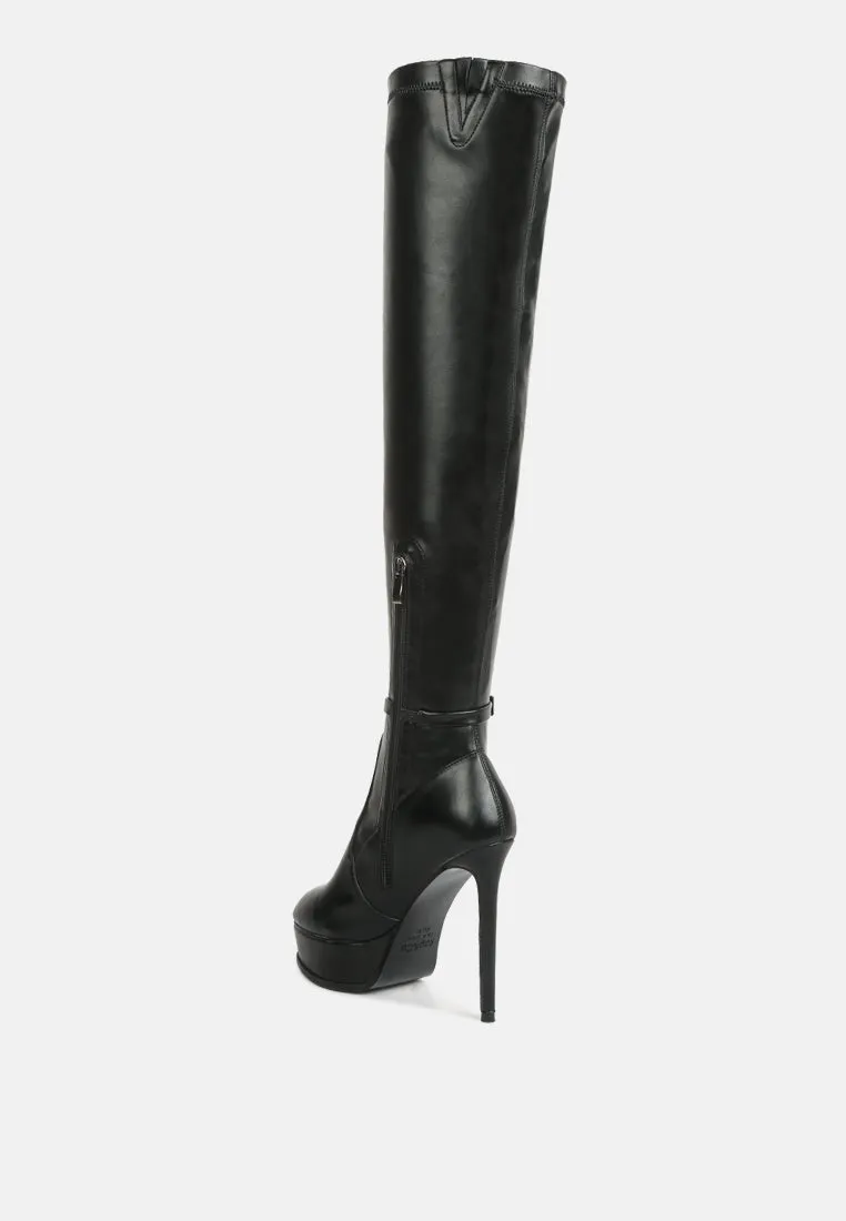 Twinkles Patent Stiletto Heeled Long Boots