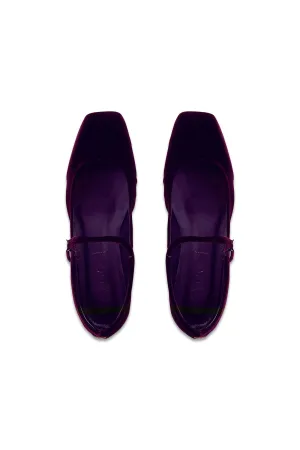 Uma Velvet Mary Jane Ballet Flats Purple