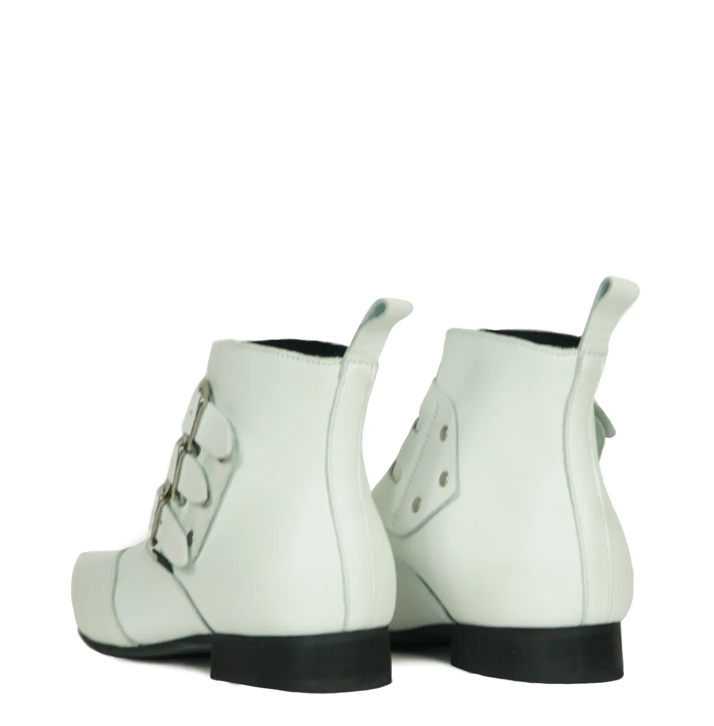 Underground White Blitz Winklepicker 3 strap Zip Boots