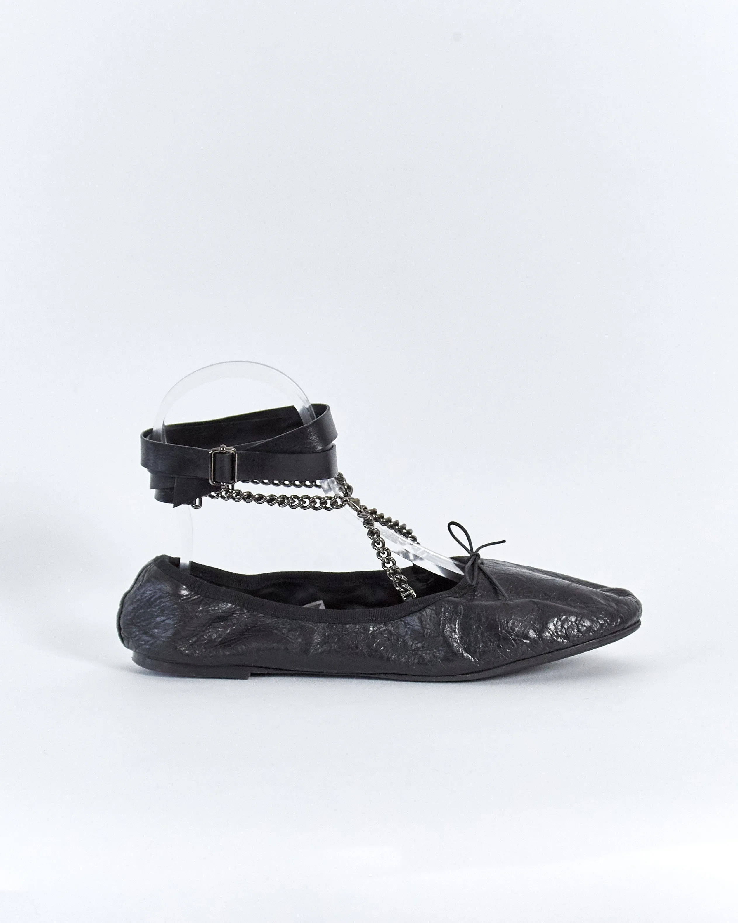 Valentino 'noir rockstud chain ankle-strap leather' ballet slippers, black, 41