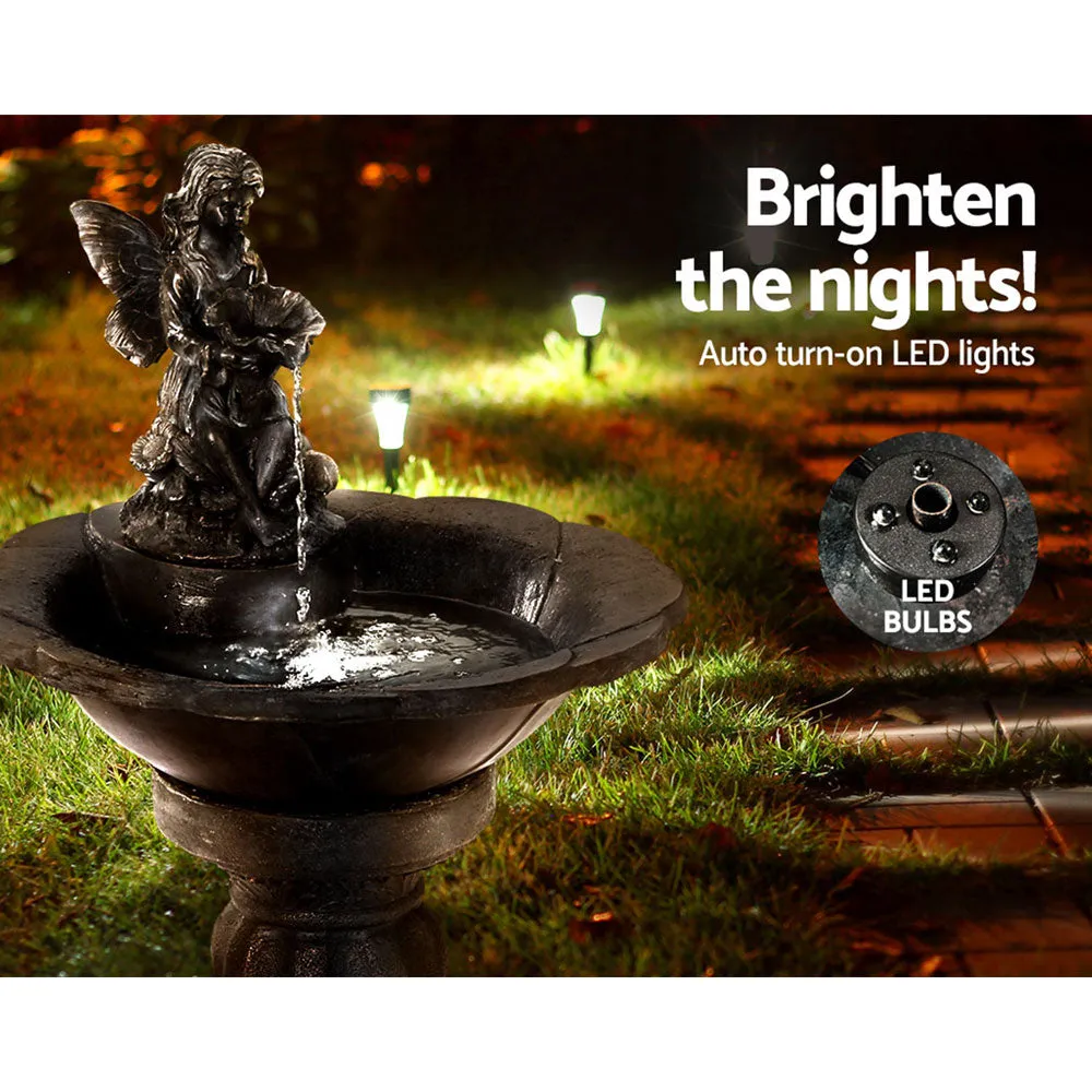 Water Fountain Features Solar with LED Lights Outdoor Cascading Angel