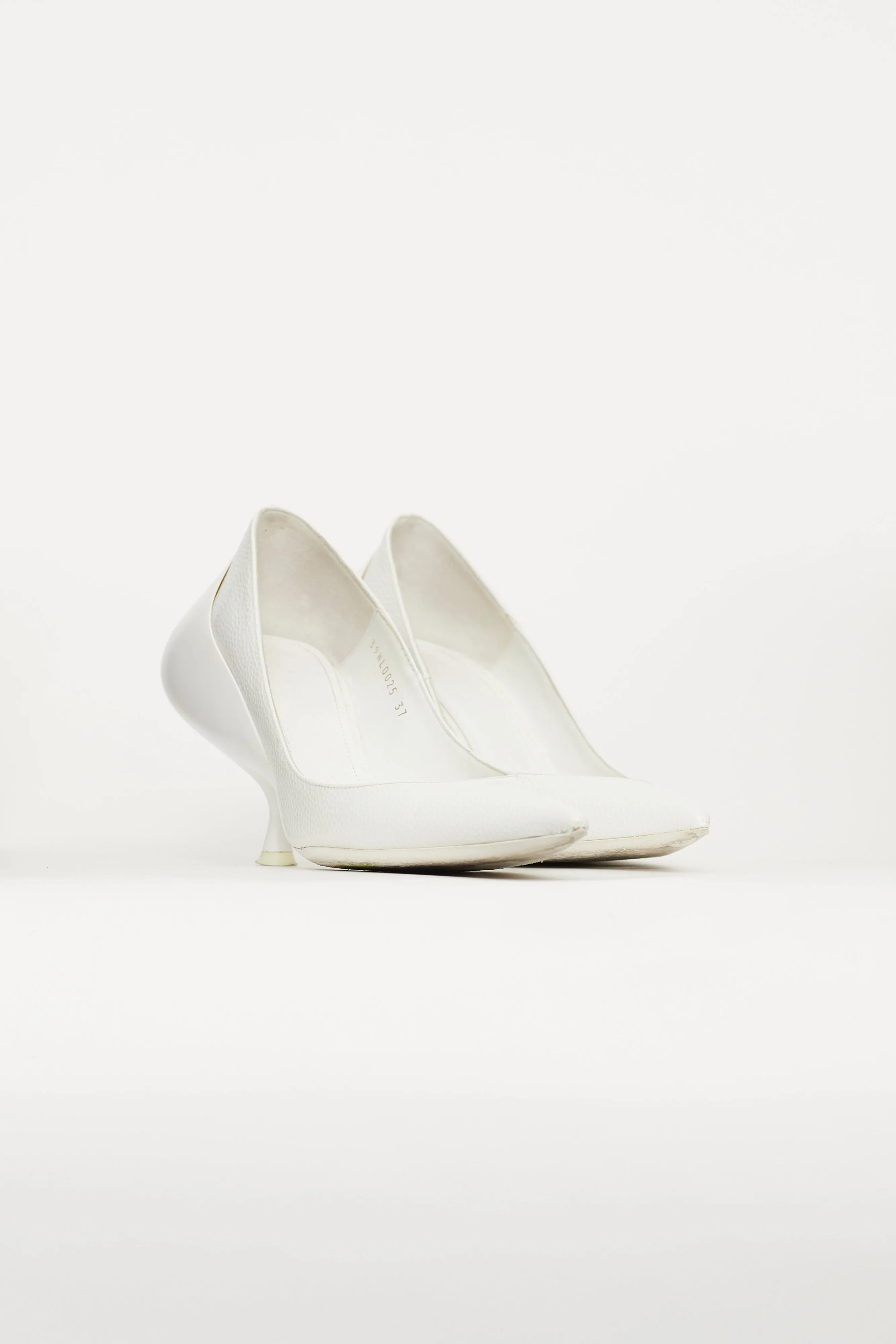 White Leather Sculptural Pump