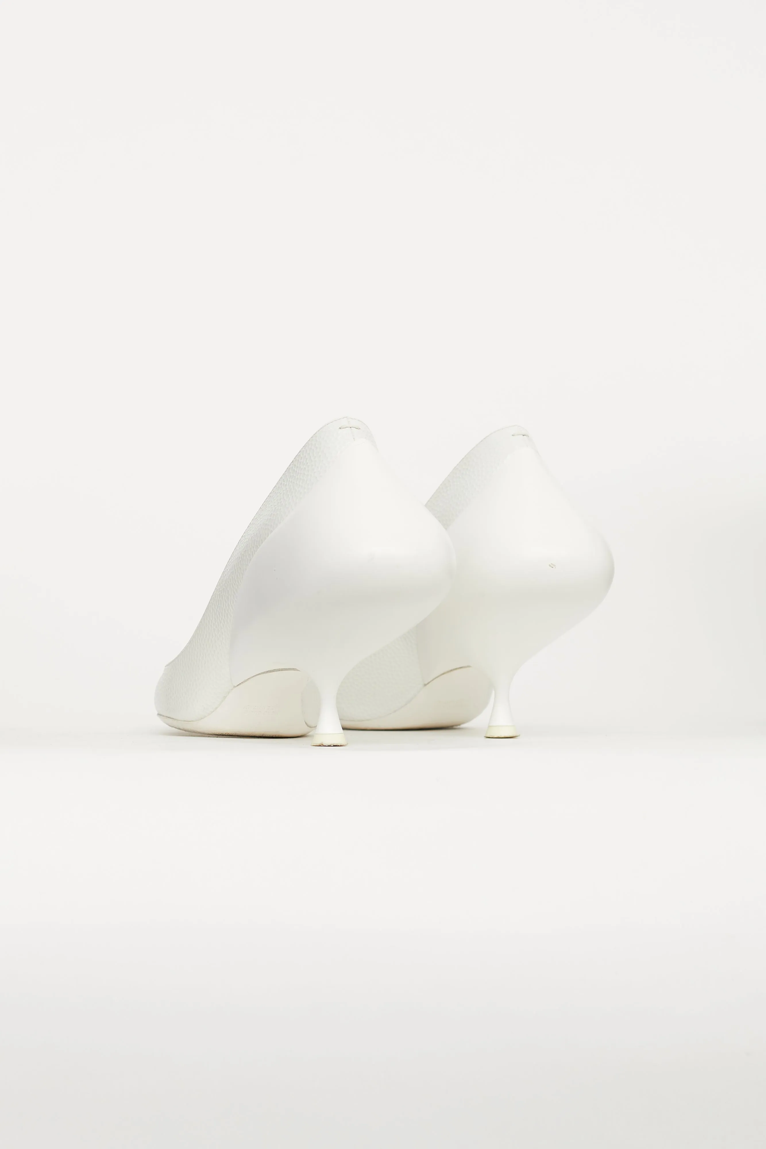 White Leather Sculptural Pump