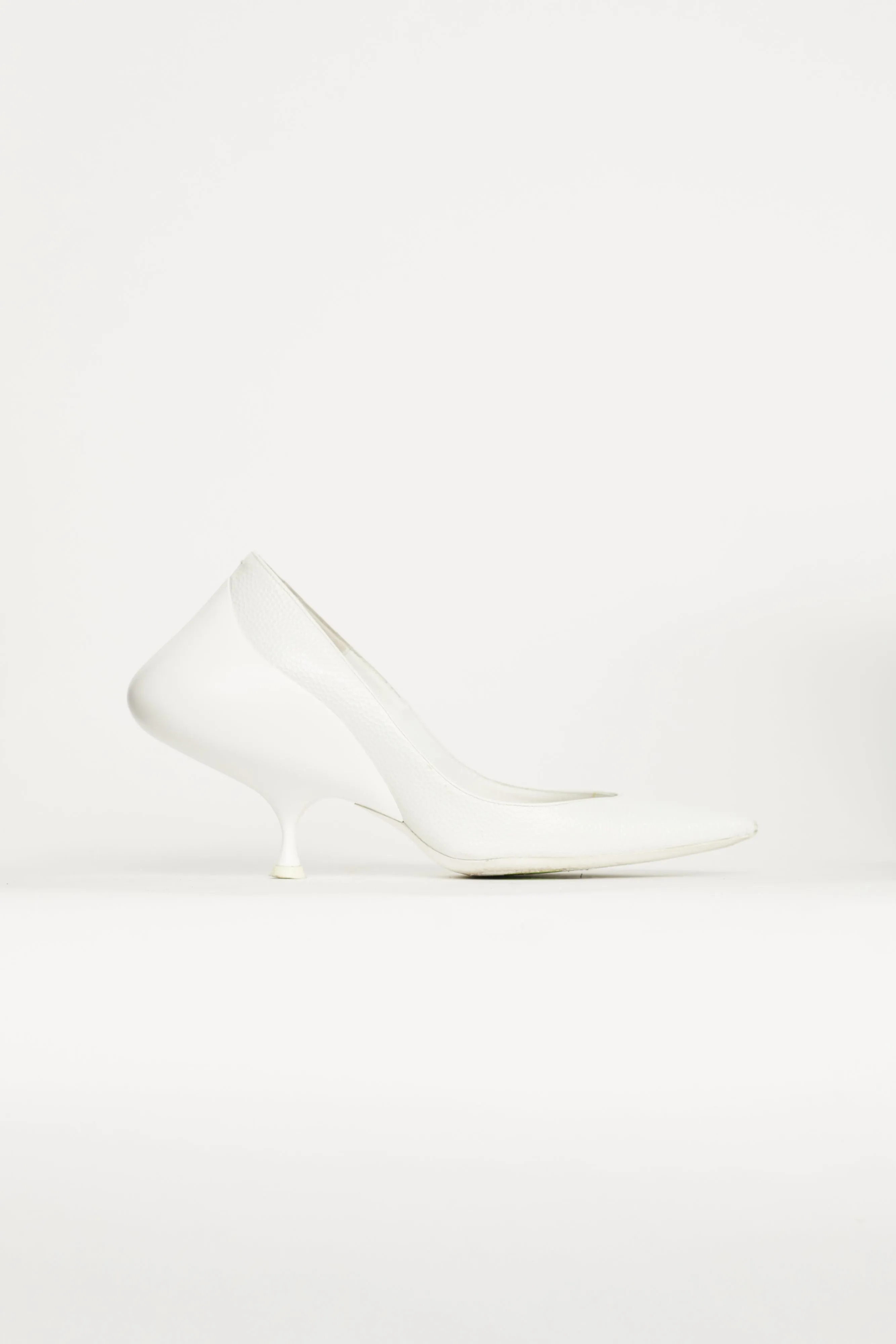 White Leather Sculptural Pump