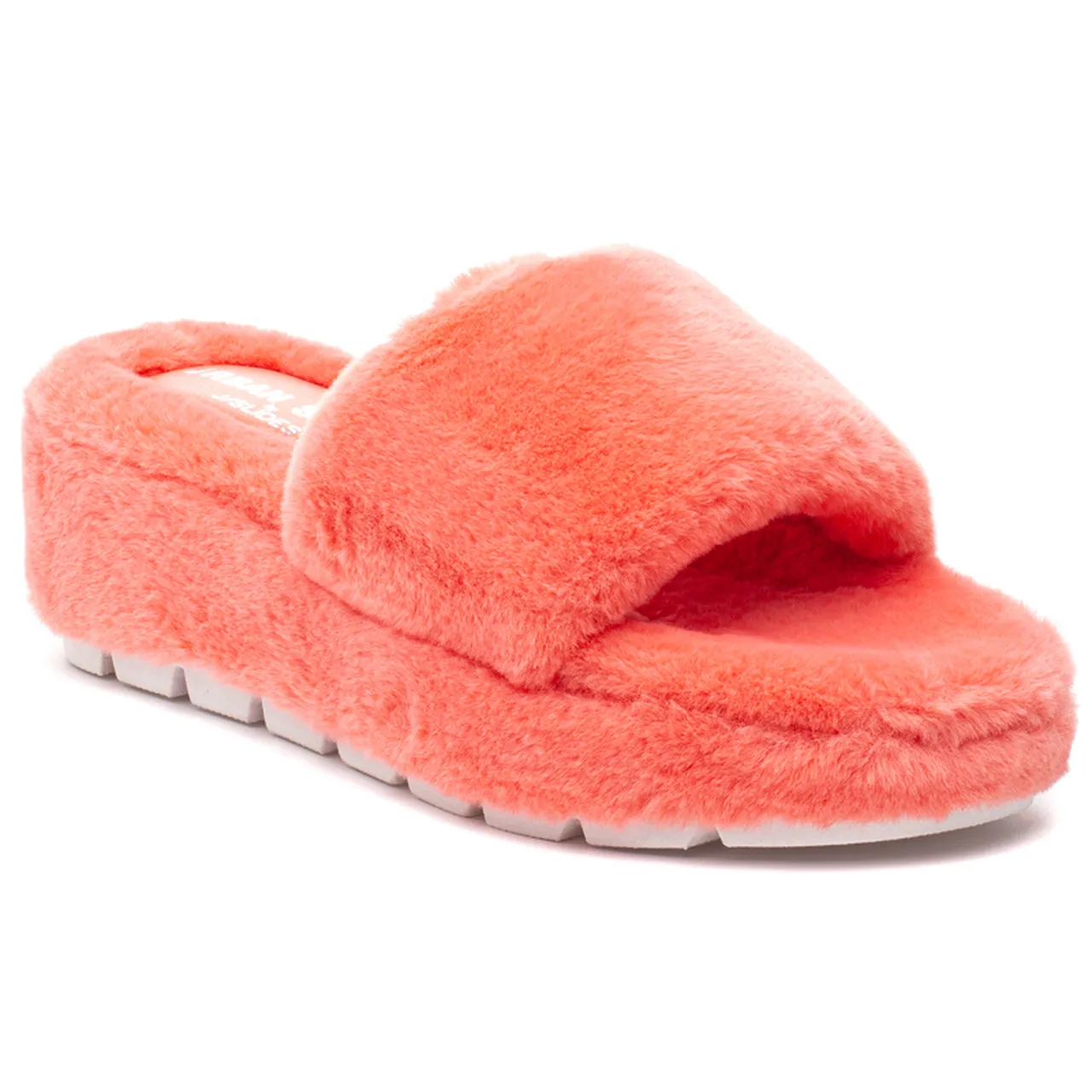 Willow Faux Fur Slides - Orange