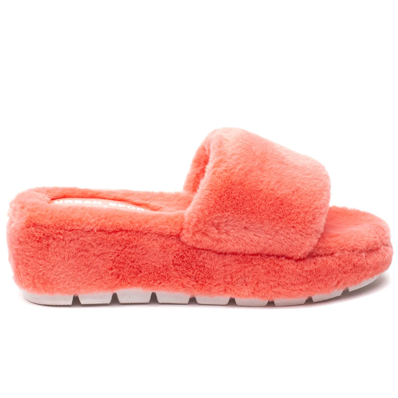 Willow Faux Fur Slides - Orange