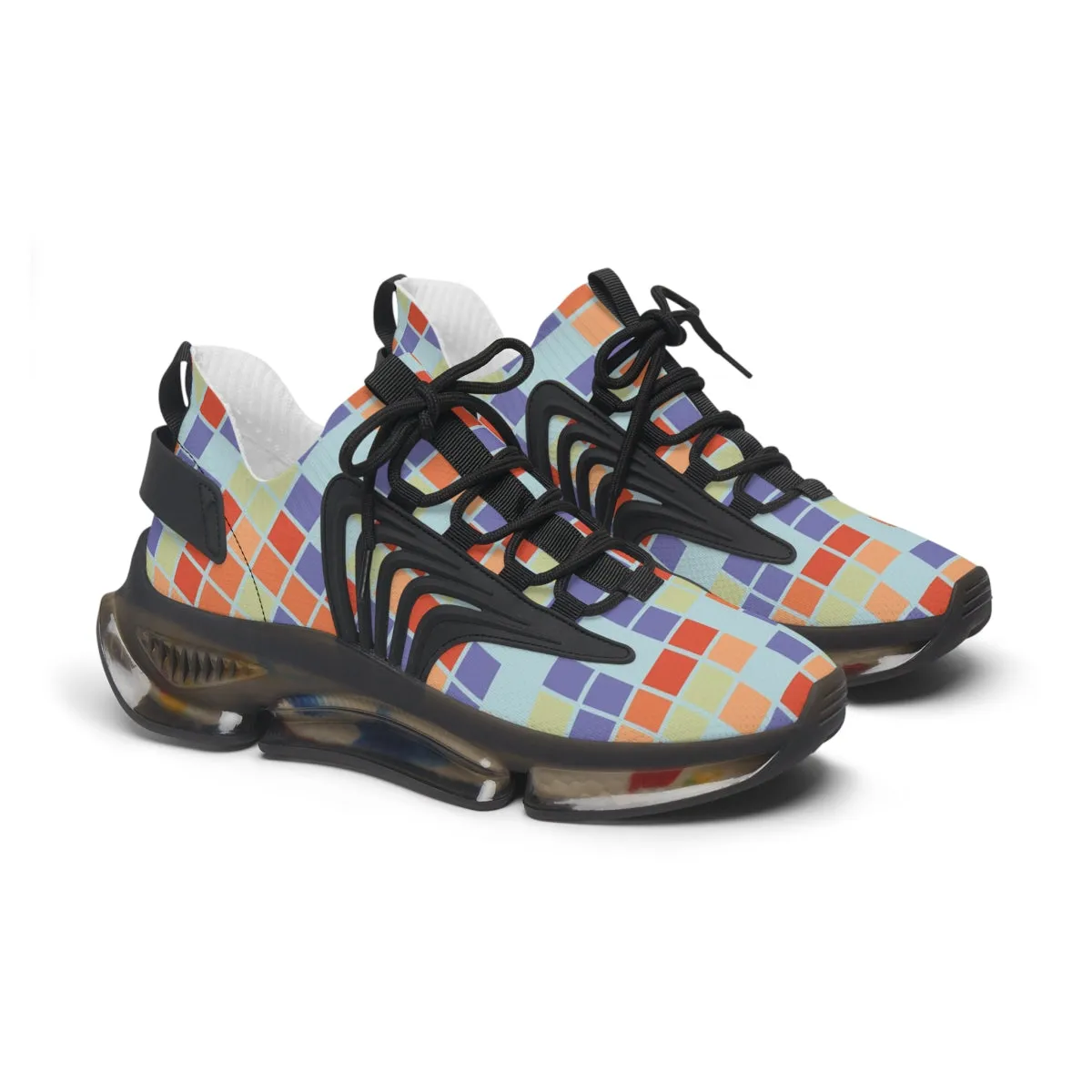 Women's Mesh Sneakers Colorful Checkered Print Running Shoes