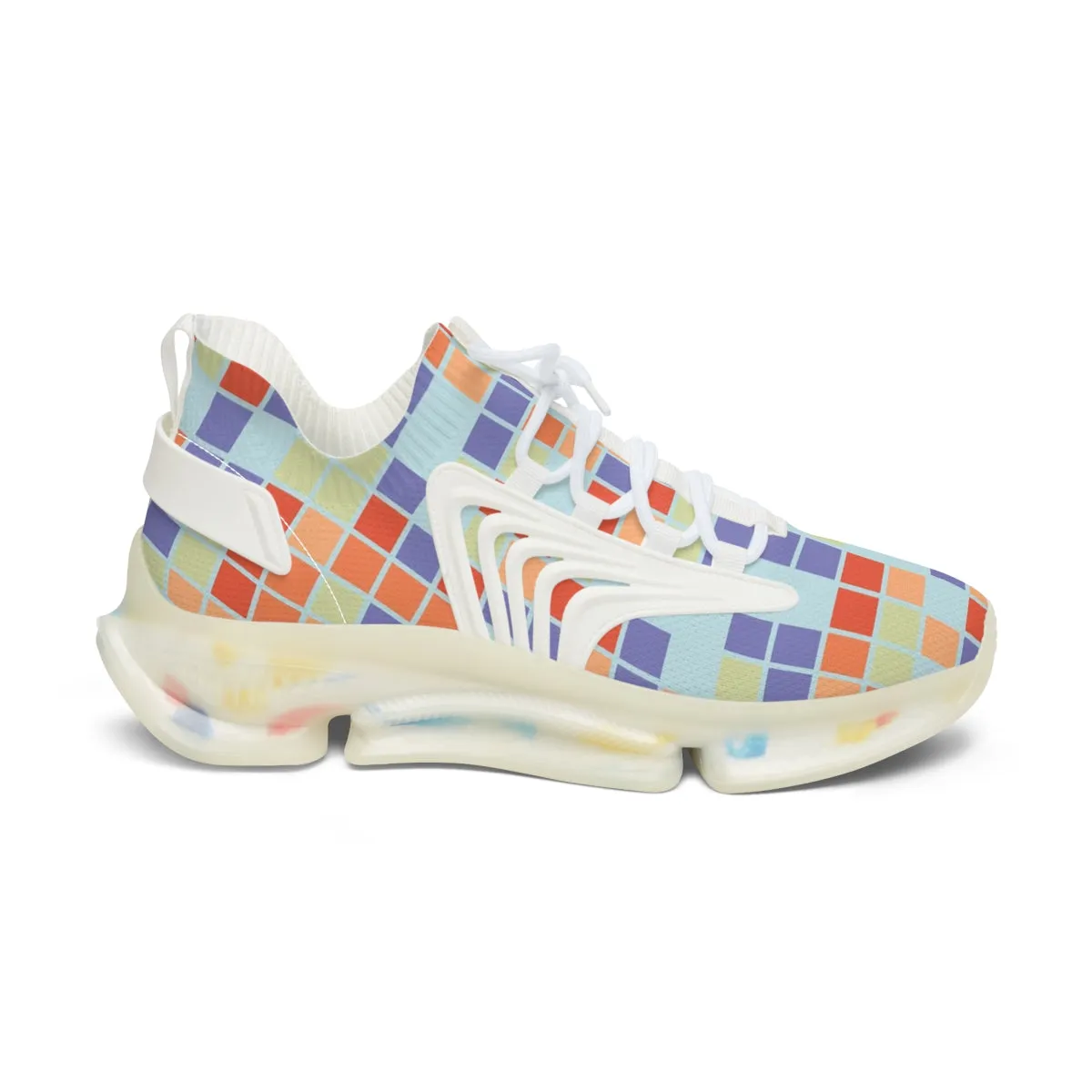 Women's Mesh Sneakers Colorful Checkered Print Running Shoes