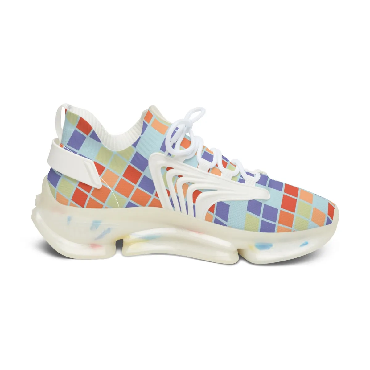 Women's Mesh Sneakers Colorful Checkered Print Running Shoes