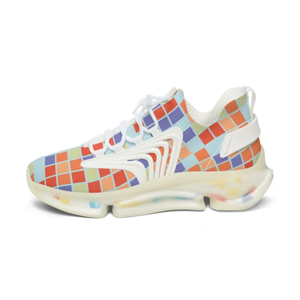 Women's Mesh Sneakers Colorful Checkered Print Running Shoes