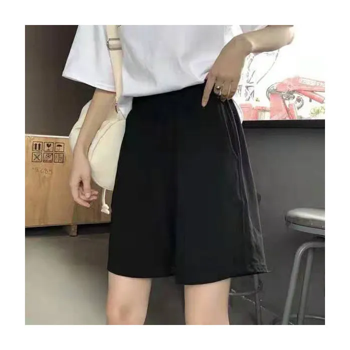 xiangtuibao Korean Casual Simple Shorts Cropped Pants Casual Wide-Leg Pants Casual Sports Elastic Waist Shorts Ins Trendy Girls