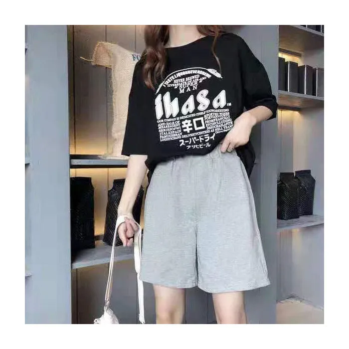 xiangtuibao Korean Casual Simple Shorts Cropped Pants Casual Wide-Leg Pants Casual Sports Elastic Waist Shorts Ins Trendy Girls